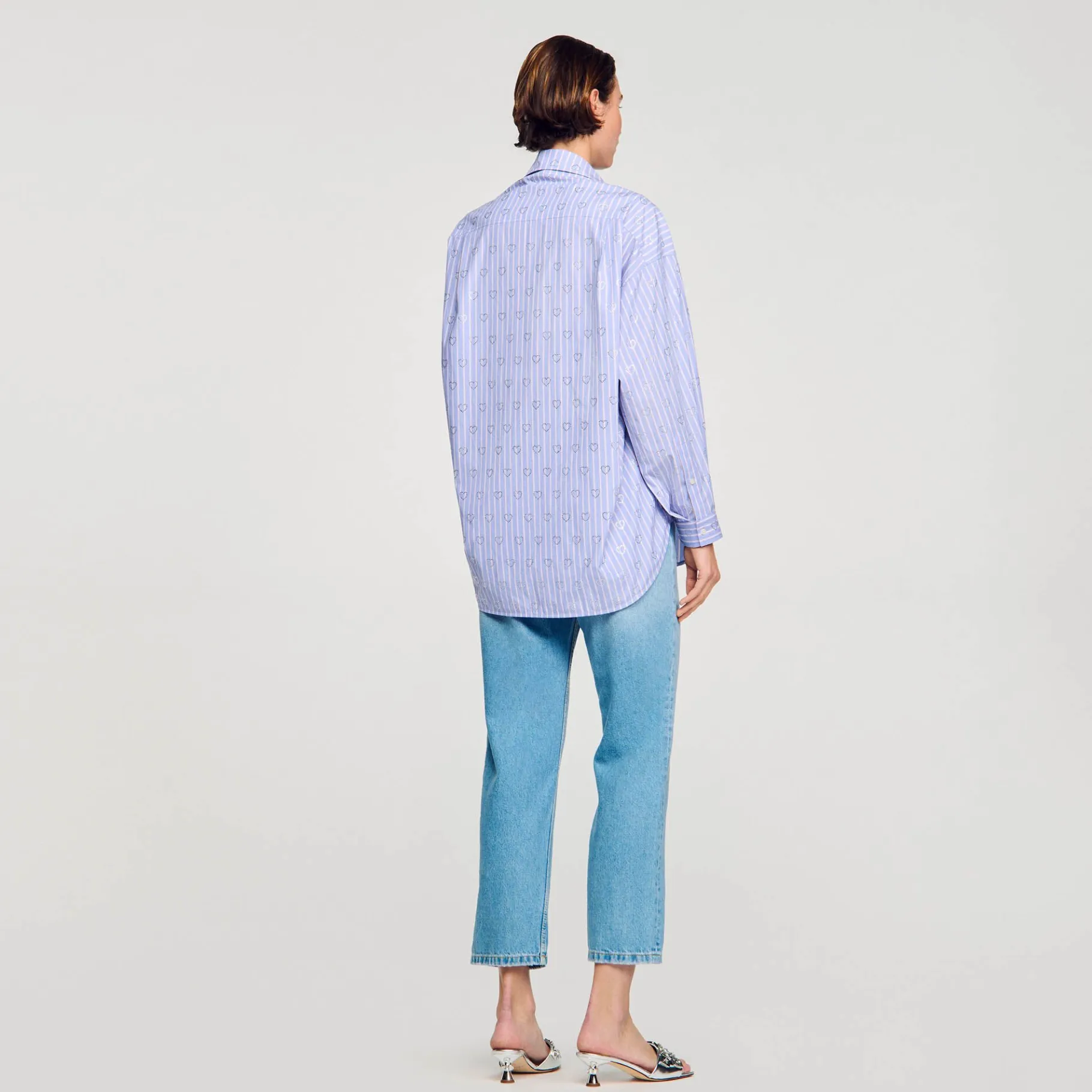 Sandro Paris Tops E Camisas-Camisa Decorada Com Coracoes De Strass