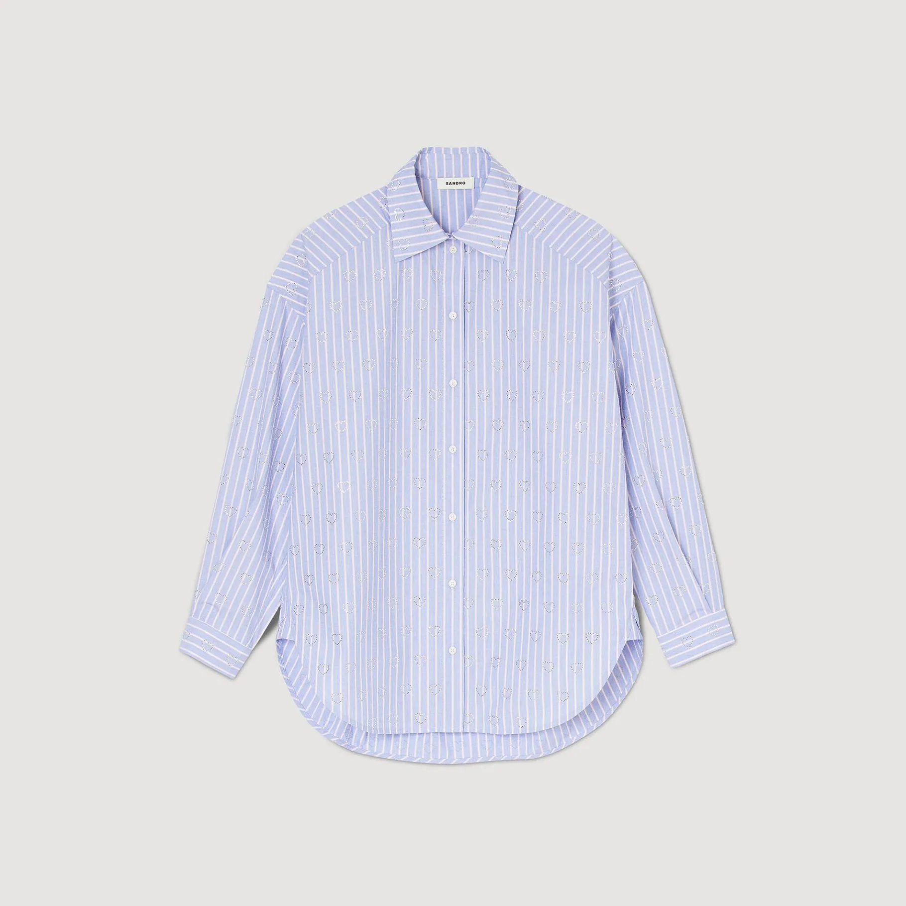 Sandro Paris Tops E Camisas-Camisa Decorada Com Coracoes De Strass