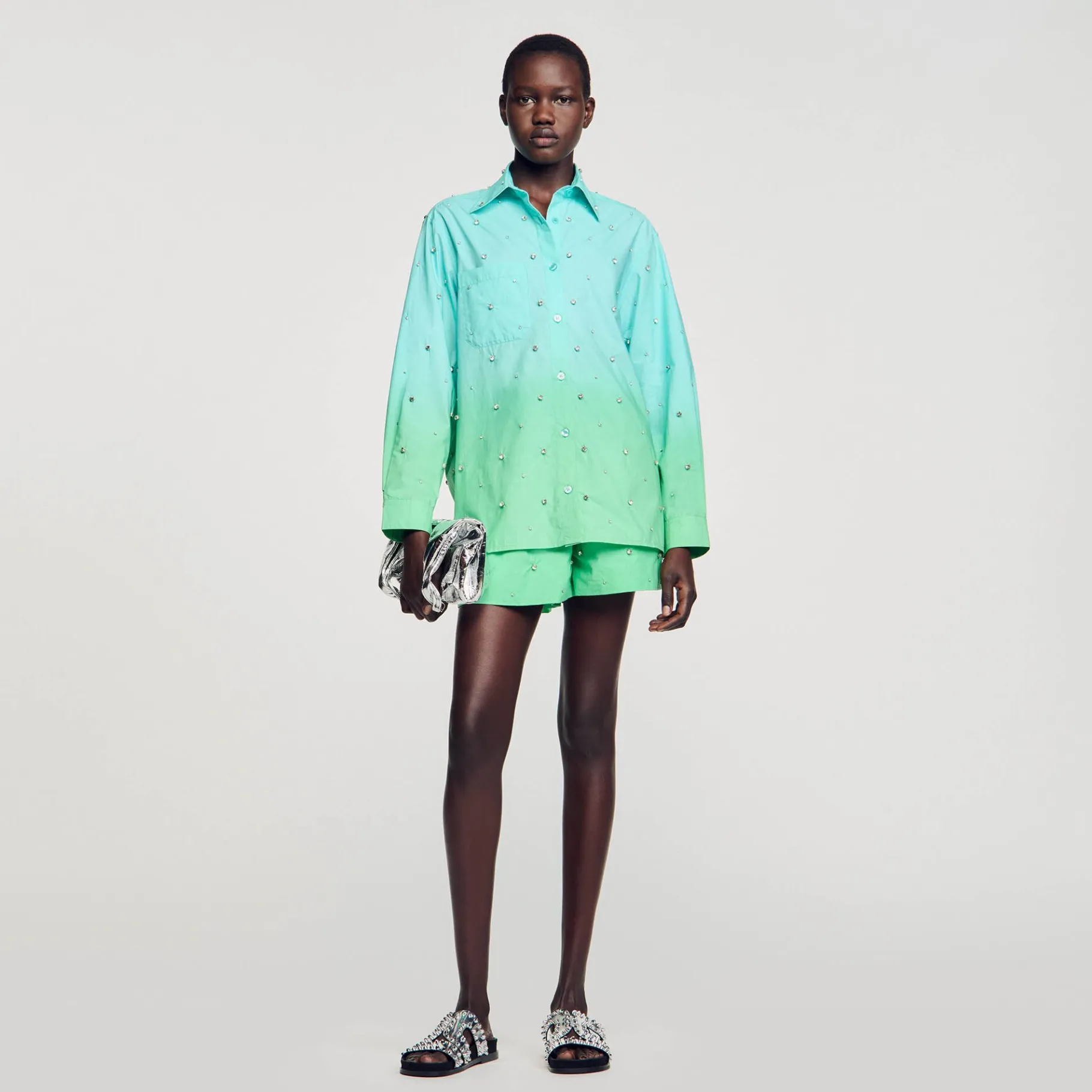 Sandro Paris Conjuntos-Camisa Dip Dye Com Strass