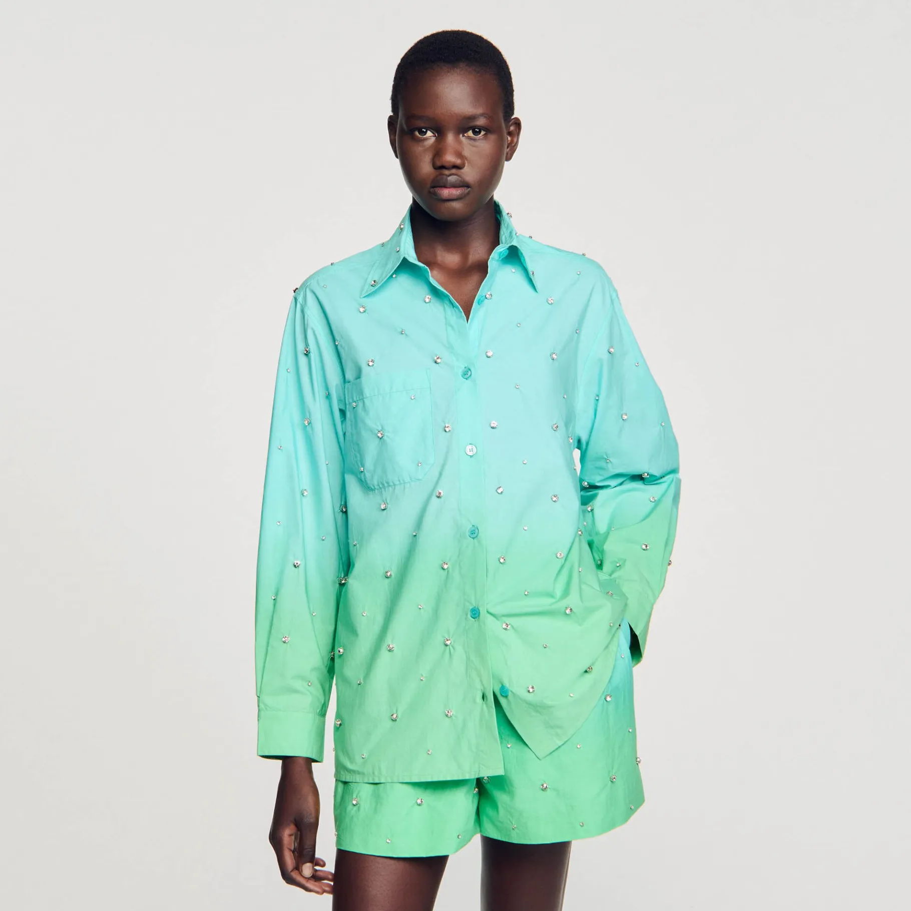 Sandro Paris Conjuntos-Camisa Dip Dye Com Strass