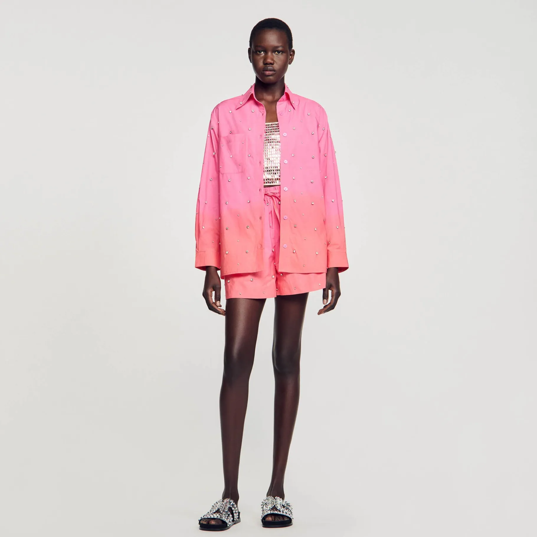 Sandro Paris Conjuntos-Camisa Dip Dye Com Strass