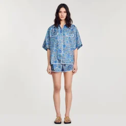 Sandro Paris Conjuntos-Camisa Larga De Seda Com Flores