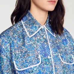 Sandro Paris Conjuntos-Camisa Larga De Seda Com Flores