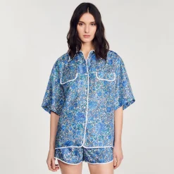 Sandro Paris Conjuntos-Camisa Larga De Seda Com Flores