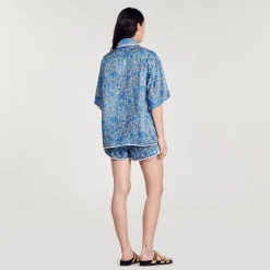 Sandro Paris Conjuntos-Camisa Larga De Seda Com Flores