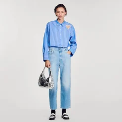 Sandro Paris Tops E Camisas-Camisa Listrada E Coracao De Diamante