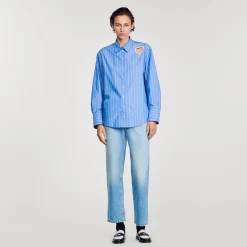 Sandro Paris Tops E Camisas-Camisa Listrada E Coracao De Diamante