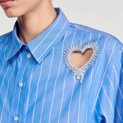 Sandro Paris Tops E Camisas-Camisa Listrada E Coracao De Diamante