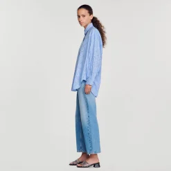 Sandro Paris Tops E Camisas-Camisa Oversized Com Strass