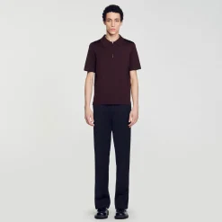 Sandro Paris Camisetas E Pólos-Camisa Polo De Malha Com Gola Com Ziper