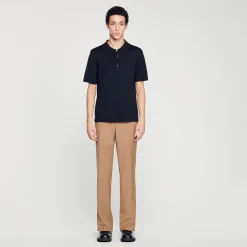Sandro Paris Camisetas E Pólos-Camisa Polo De Malha Com Gola Com Ziper