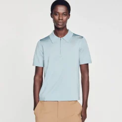 Sandro Paris Camisetas E Pólos-Camisa Polo De Malha Com Gola Com Ziper