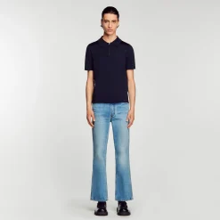 Sandro Paris Camisetas E Pólos-Camisa Polo De Malha Com Gola Com Ziper