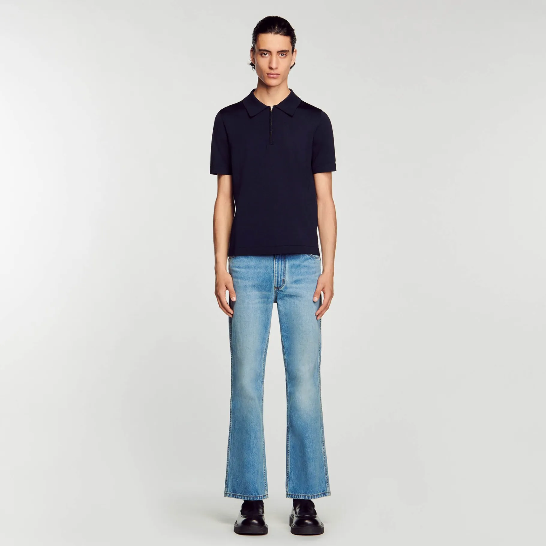 Sandro Paris Camisetas E Pólos-Camisa Polo De Malha Com Gola Com Ziper