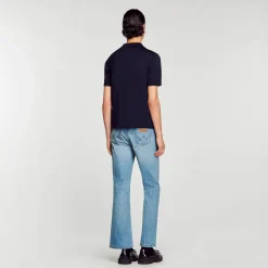 Sandro Paris Camisetas E Pólos-Camisa Polo De Malha Com Gola Com Ziper