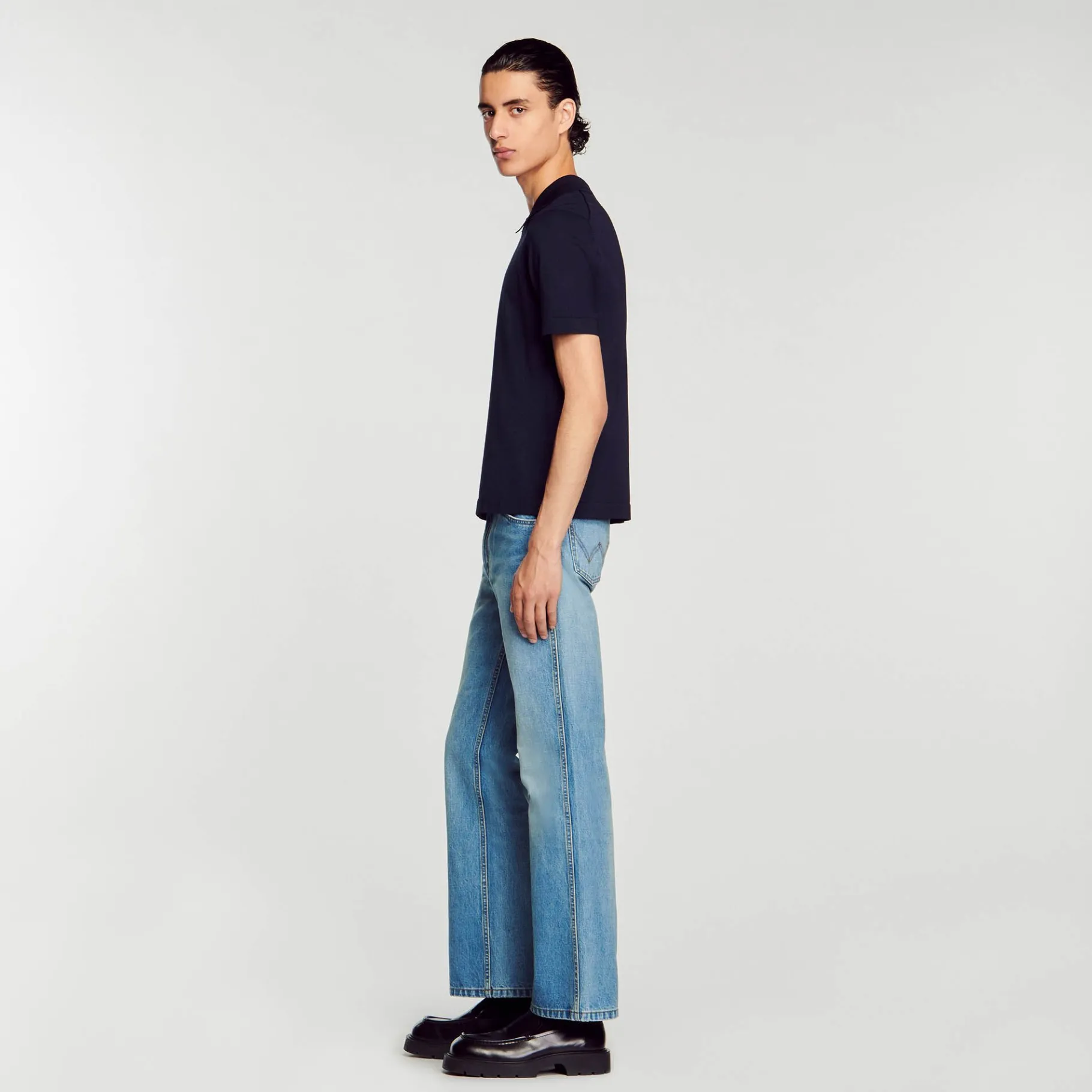 Sandro Paris Camisetas E Pólos-Camisa Polo De Malha Com Gola Com Ziper