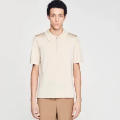 Sandro Paris Camisetas E Pólos-Camisa Polo De Malha Com Gola Com Ziper
