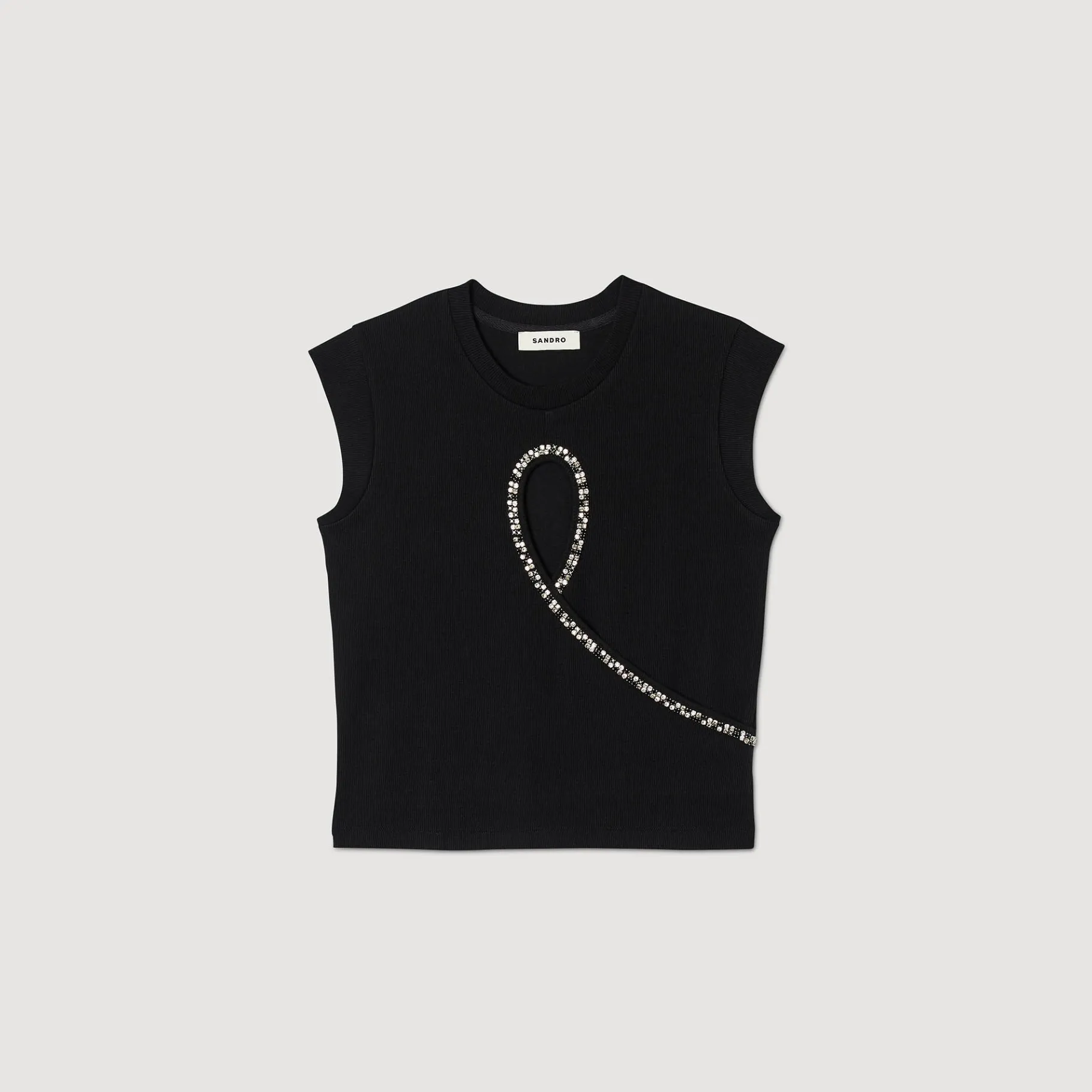 Sandro Paris Camisetas-Camiseta Curta Com Abertura Em Strass