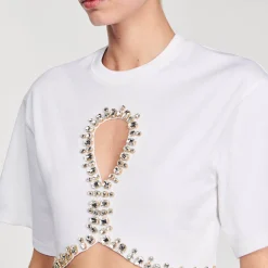 Sandro Paris Camisetas-Camiseta Curta Com Strass