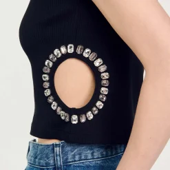 Sandro Paris Camisetas-Camiseta Decorada Com Diamantes