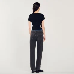 Sandro Paris Camisetas-Camiseta Decorada Com Diamantes