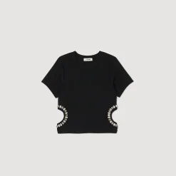 Sandro Paris Camisetas-Camiseta Decorada Com Diamantes