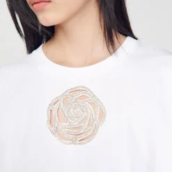 Sandro Paris Camisetas-Camiseta Rosa Com Strass