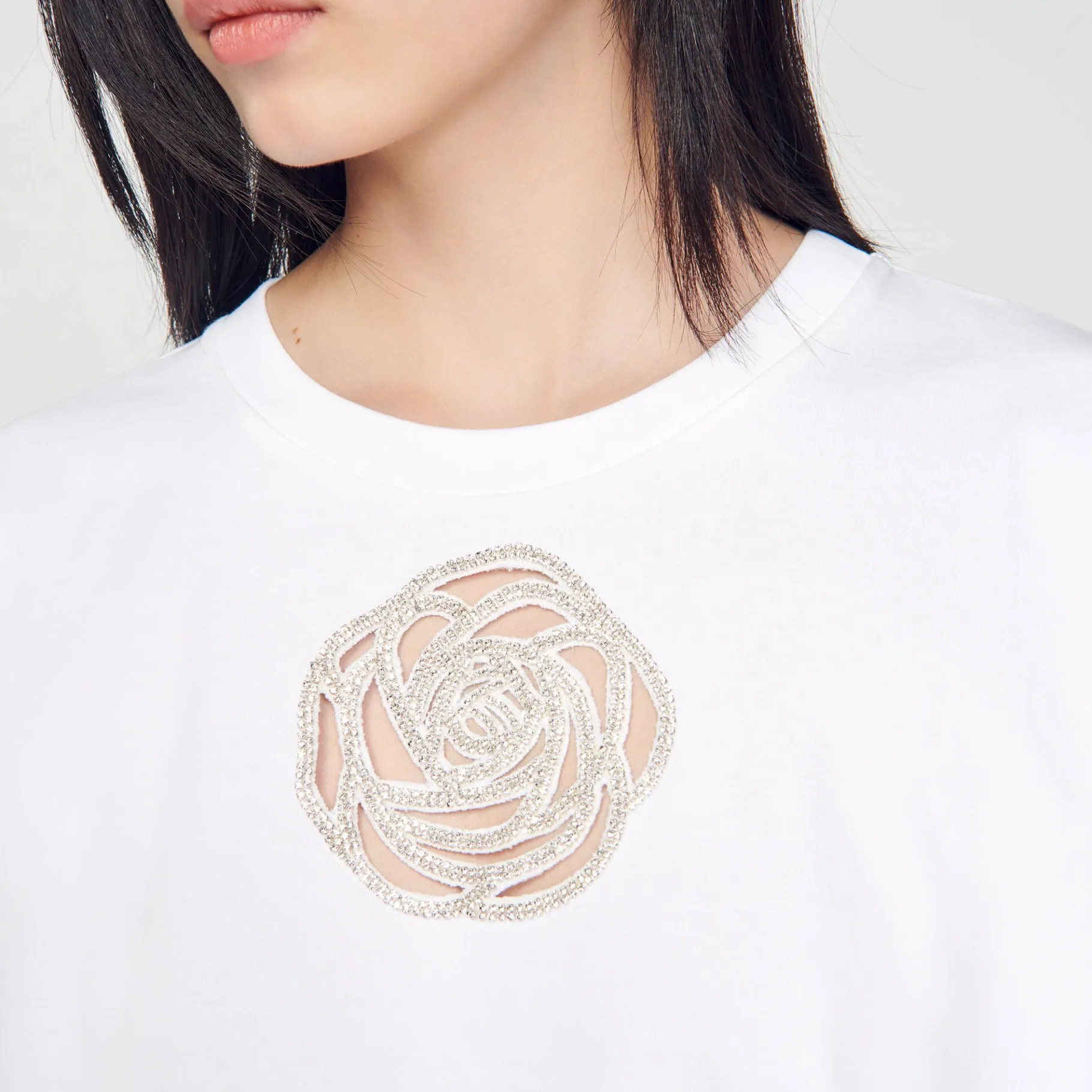 Sandro Paris Camisetas-Camiseta Rosa Com Strass