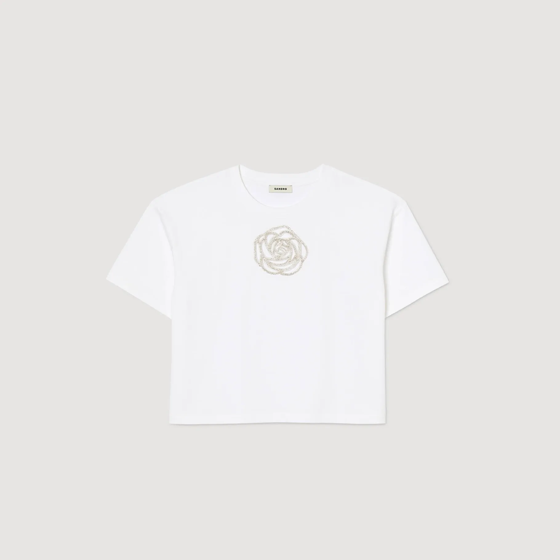 Sandro Paris Camisetas-Camiseta Rosa Com Strass