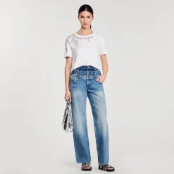 Sandro Paris Camisetas-Camiseta Sublimada Com Strass