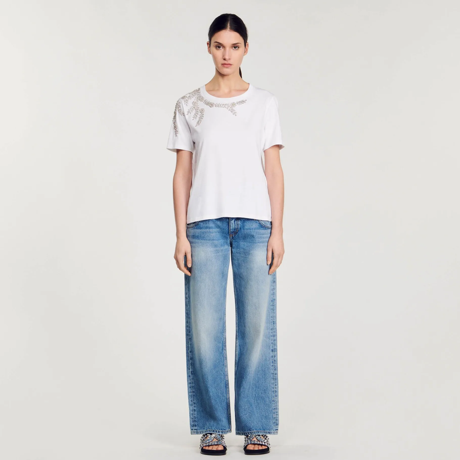 Sandro Paris Camisetas-Camiseta Sublimada Com Strass