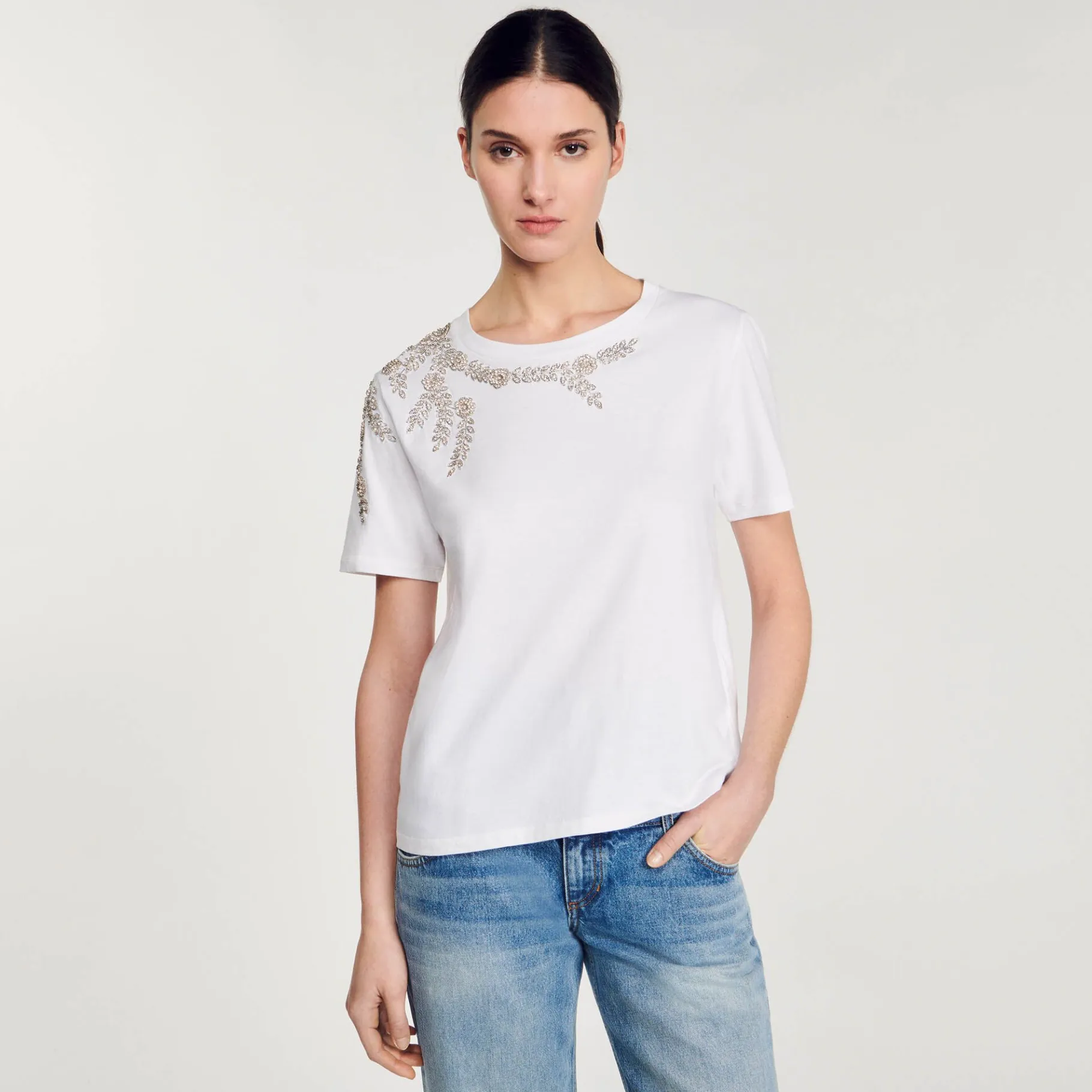 Sandro Paris Camisetas-Camiseta Sublimada Com Strass