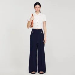 Sandro Paris Suéteres E Cardigans-Camisola De Malha Com Gola De Casaco