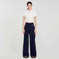 Sandro Paris Suéteres E Cardigans-Camisola De Malha Com Gola De Casaco