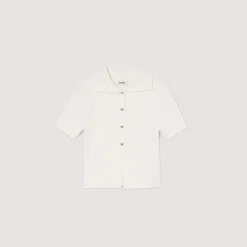 Sandro Paris Suéteres E Cardigans-Camisola De Malha Com Gola De Casaco