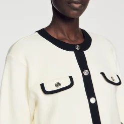 Sandro Paris Suéteres E Cardigans-Cardiga Bicolor Com Botoes