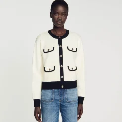 Sandro Paris Suéteres E Cardigans-Cardiga Bicolor Com Botoes