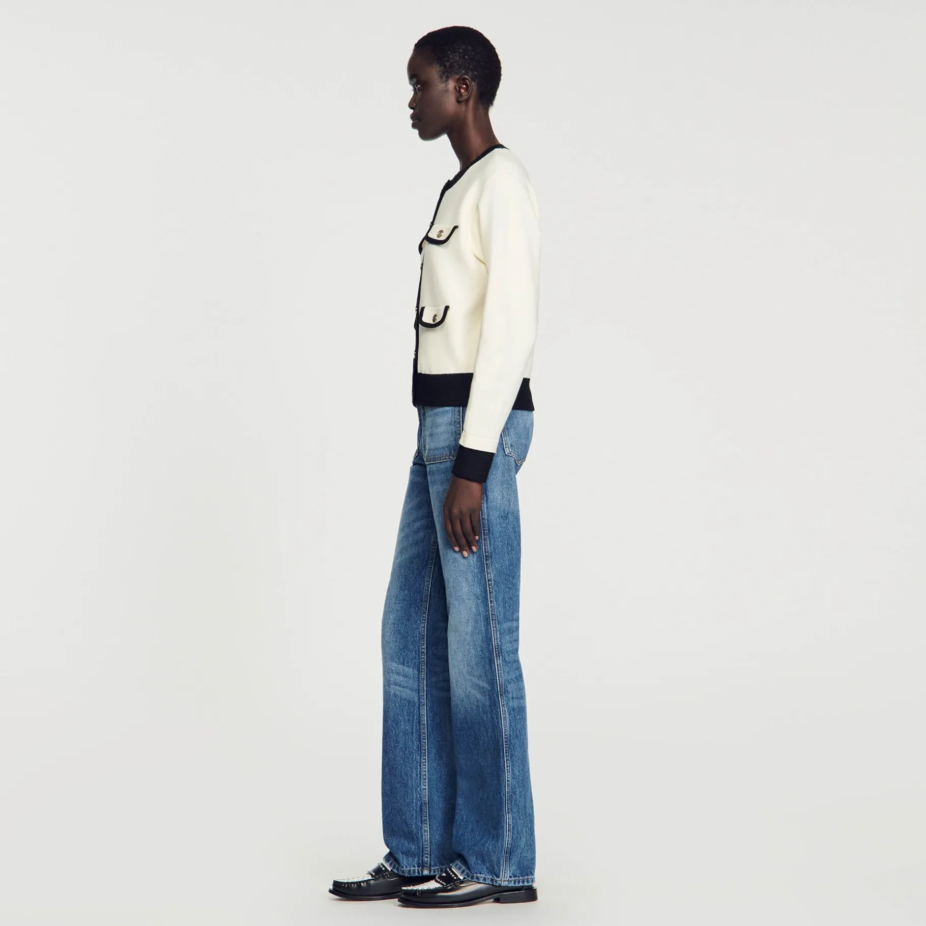 Sandro Paris Suéteres E Cardigans-Cardiga Bicolor Com Botoes