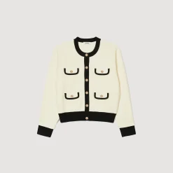 Sandro Paris Suéteres E Cardigans-Cardiga Bicolor Com Botoes