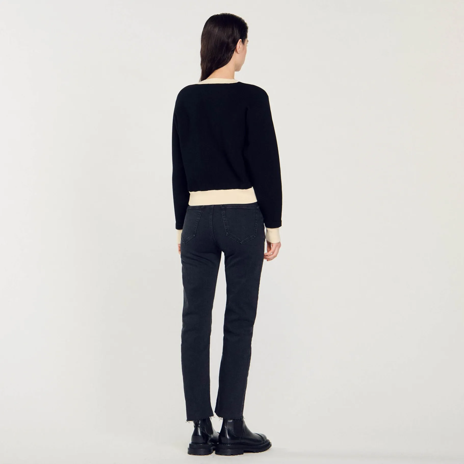 Sandro Paris Suéteres E Cardigans-Cardiga Bicolor Com Botoes