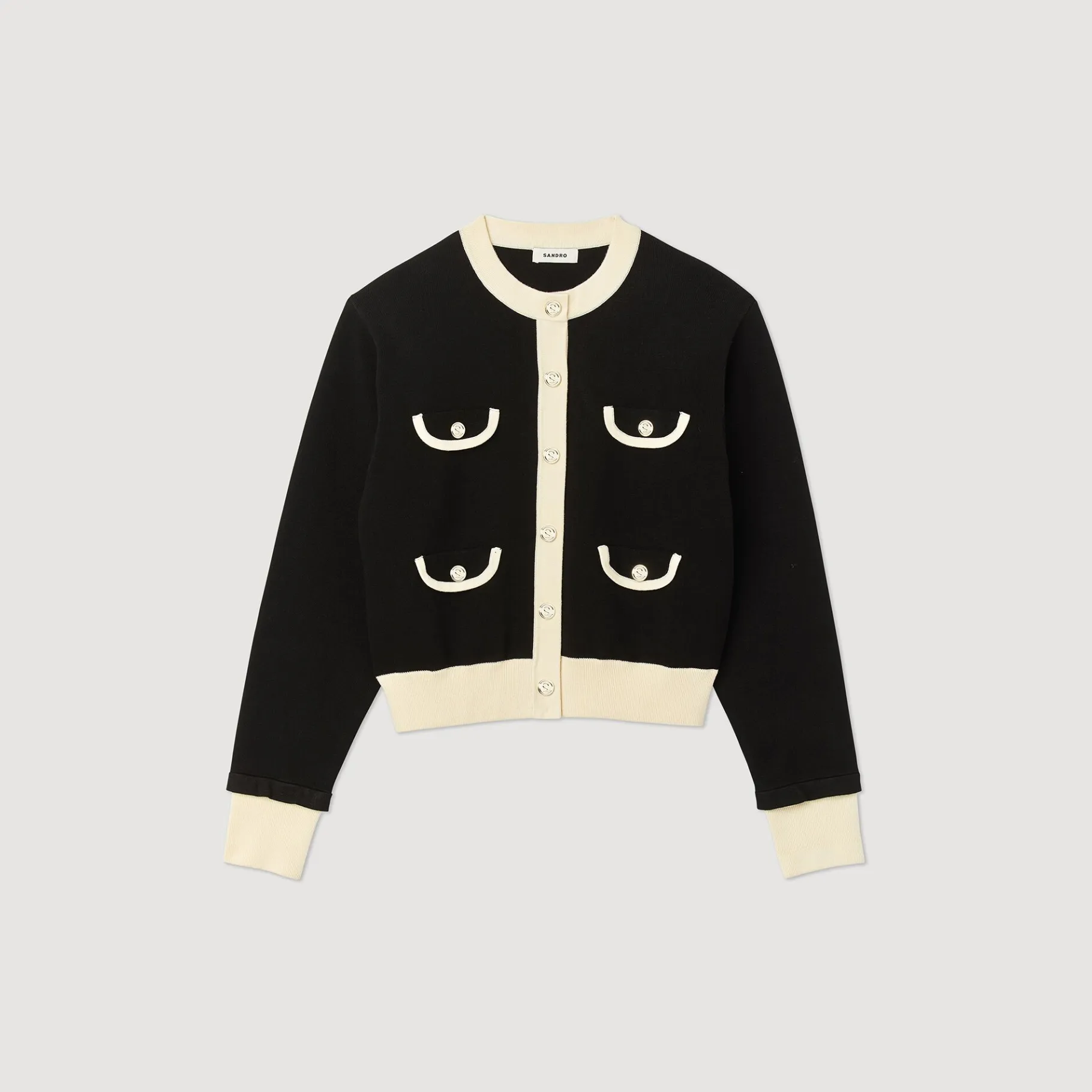 Sandro Paris Suéteres E Cardigans-Cardiga Bicolor Com Botoes