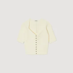 Sandro Paris Suéteres E Cardigans-Cardiga Canelado Recortado