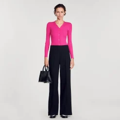 Sandro Paris Suéteres E Cardigans-Cardiga De Malha Canelada