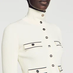 Sandro Paris Suéteres E Cardigans-Cardiga De Malha Canelada