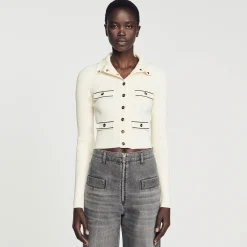 Sandro Paris Suéteres E Cardigans-Cardiga De Malha Canelada