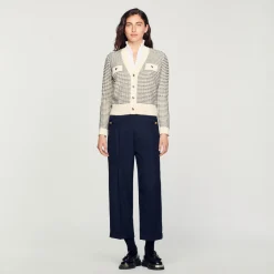 Sandro Paris Suéteres E Cardigans-Cardiga De Trico Listrado