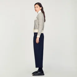 Sandro Paris Suéteres E Cardigans-Cardiga De Trico Listrado