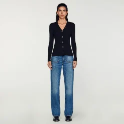 Sandro Paris Suéteres E Cardigans-Cardiga De Viscose Certificado