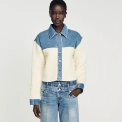 Sandro Paris Suéteres E Cardigans-Casaco De Dois Materiais