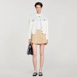 Sandro Paris Suéteres E Cardigans-Casaco De Dois Materiais